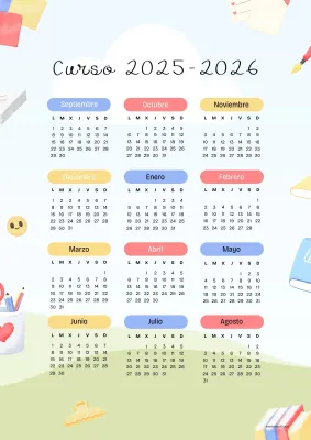 Calendario escolar 2025–2026 para imprimir