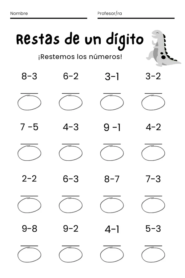 Portada de "Restas básicas de 1 cifra"